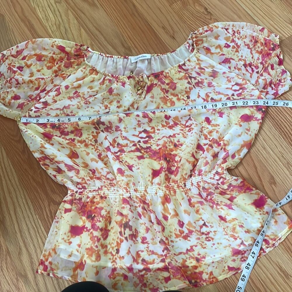 Calvin Klein floral peplum elastic top blouse size XL - Picture 5 of 7